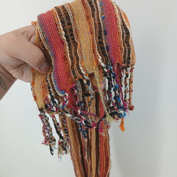 New York & Co Multi Color Stripe Tassel Scarf Y2K Belt Boho Hippie Lola Steppe - Picture 2 of 5
